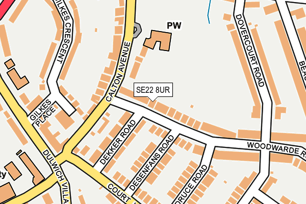 SE22 8UR map - OS OpenMap – Local (Ordnance Survey)