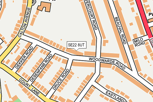 SE22 8UT map - OS OpenMap – Local (Ordnance Survey)
