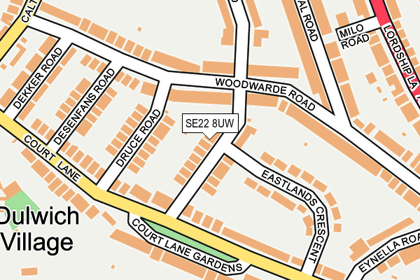 SE22 8UW map - OS OpenMap – Local (Ordnance Survey)