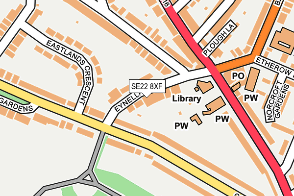 SE22 8XF map - OS OpenMap – Local (Ordnance Survey)