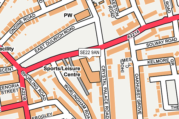 SE22 9AN map - OS OpenMap – Local (Ordnance Survey)