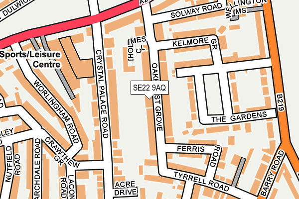 SE22 9AQ map - OS OpenMap – Local (Ordnance Survey)