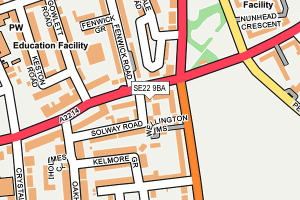 SE22 9BA map - OS OpenMap – Local (Ordnance Survey)