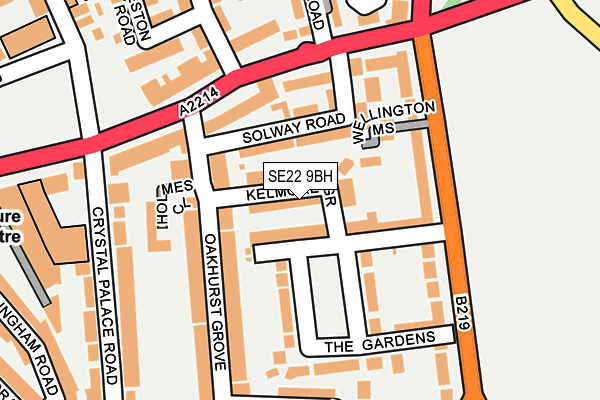 SE22 9BH map - OS OpenMap – Local (Ordnance Survey)