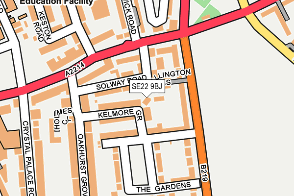 SE22 9BJ map - OS OpenMap – Local (Ordnance Survey)