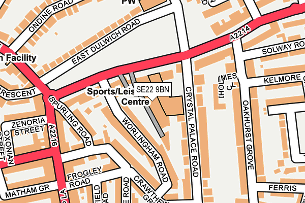 SE22 9BN map - OS OpenMap – Local (Ordnance Survey)