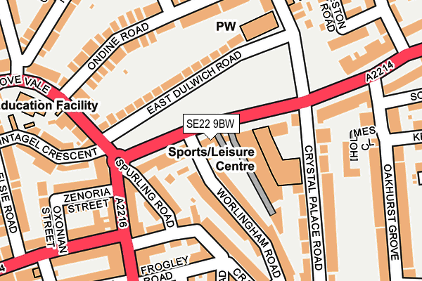 SE22 9BW map - OS OpenMap – Local (Ordnance Survey)