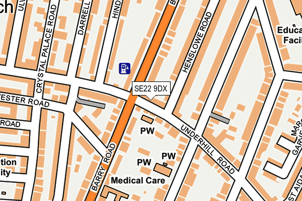 SE22 9DX map - OS OpenMap – Local (Ordnance Survey)
