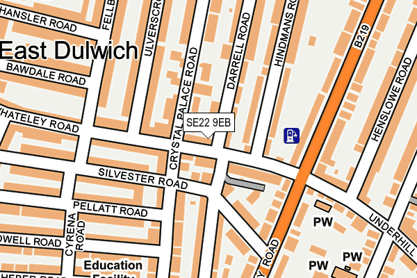 SE22 9EB map - OS OpenMap – Local (Ordnance Survey)