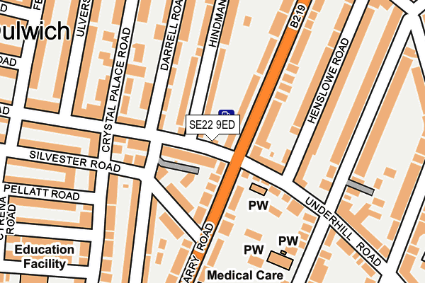 SE22 9ED map - OS OpenMap – Local (Ordnance Survey)