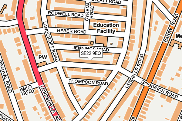 SE22 9EQ map - OS OpenMap – Local (Ordnance Survey)