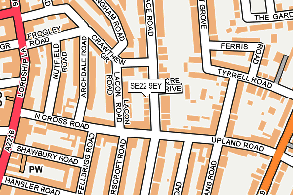 SE22 9EY map - OS OpenMap – Local (Ordnance Survey)
