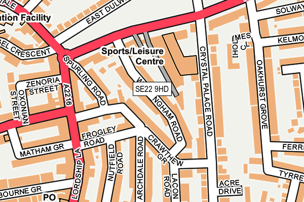 SE22 9HD map - OS OpenMap – Local (Ordnance Survey)