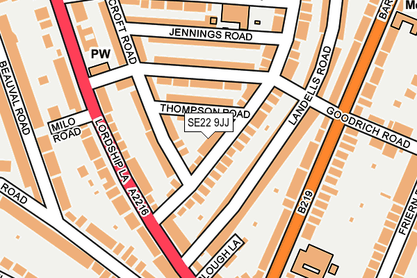 SE22 9JJ map - OS OpenMap – Local (Ordnance Survey)