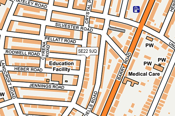SE22 9JQ map - OS OpenMap – Local (Ordnance Survey)