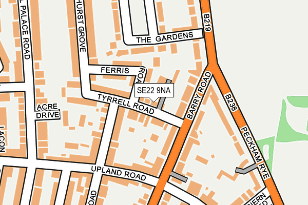 SE22 9NA map - OS OpenMap – Local (Ordnance Survey)