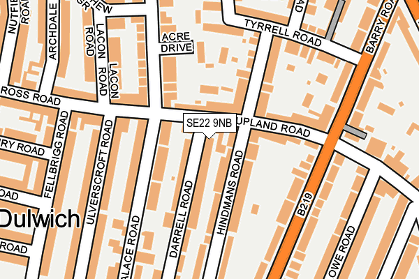 SE22 9NB map - OS OpenMap – Local (Ordnance Survey)