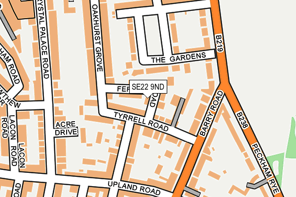 SE22 9ND map - OS OpenMap – Local (Ordnance Survey)