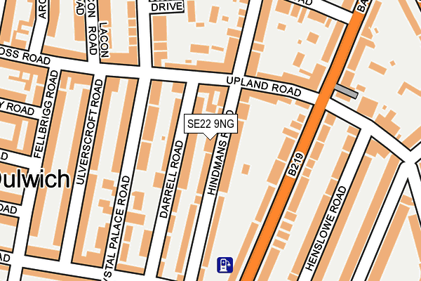 SE22 9NG map - OS OpenMap – Local (Ordnance Survey)
