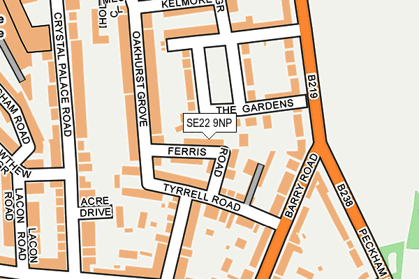 SE22 9NP map - OS OpenMap – Local (Ordnance Survey)