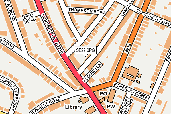 SE22 9PG map - OS OpenMap – Local (Ordnance Survey)