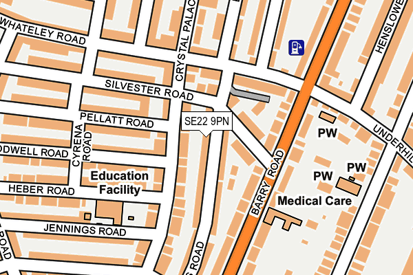 SE22 9PN map - OS OpenMap – Local (Ordnance Survey)