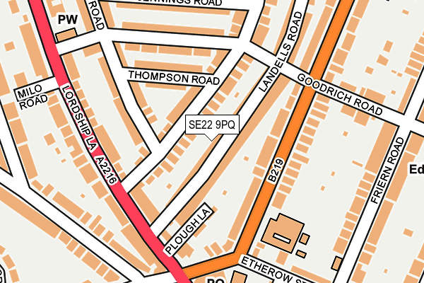 SE22 9PQ map - OS OpenMap – Local (Ordnance Survey)