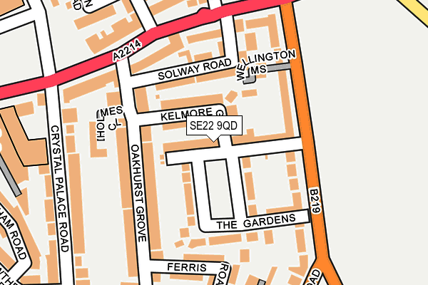 SE22 9QD map - OS OpenMap – Local (Ordnance Survey)