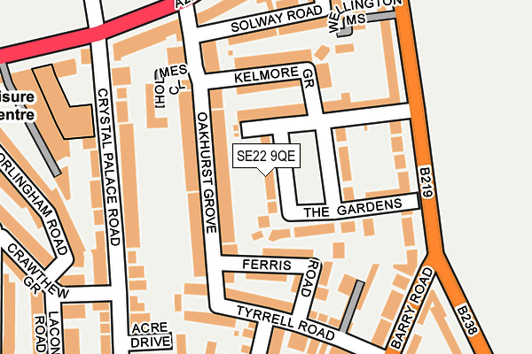 SE22 9QE map - OS OpenMap – Local (Ordnance Survey)
