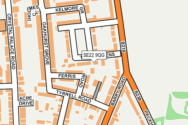 SE22 9QG map - OS OpenMap – Local (Ordnance Survey)