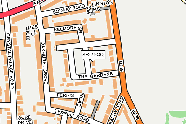 SE22 9QQ map - OS OpenMap – Local (Ordnance Survey)
