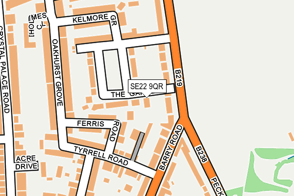 SE22 9QR map - OS OpenMap – Local (Ordnance Survey)