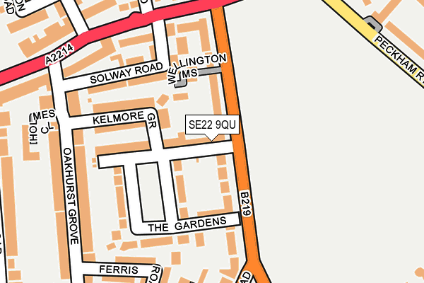 SE22 9QU map - OS OpenMap – Local (Ordnance Survey)