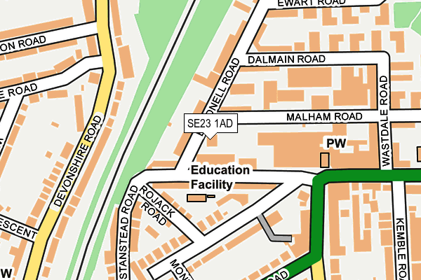 SE23 1AD map - OS OpenMap – Local (Ordnance Survey)