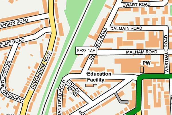 SE23 1AE map - OS OpenMap – Local (Ordnance Survey)