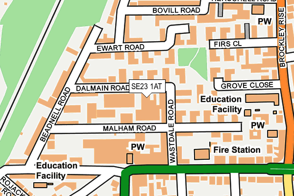 SE23 1AT map - OS OpenMap – Local (Ordnance Survey)