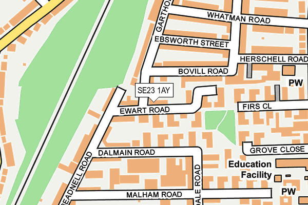SE23 1AY map - OS OpenMap – Local (Ordnance Survey)