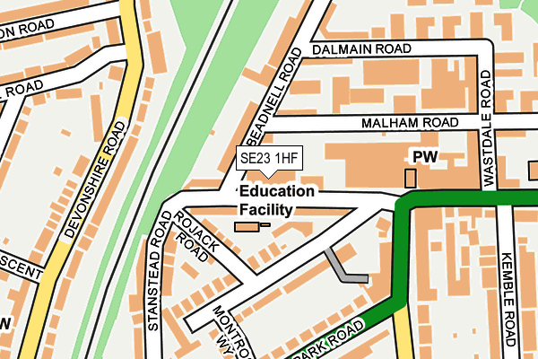 SE23 1HF map - OS OpenMap – Local (Ordnance Survey)