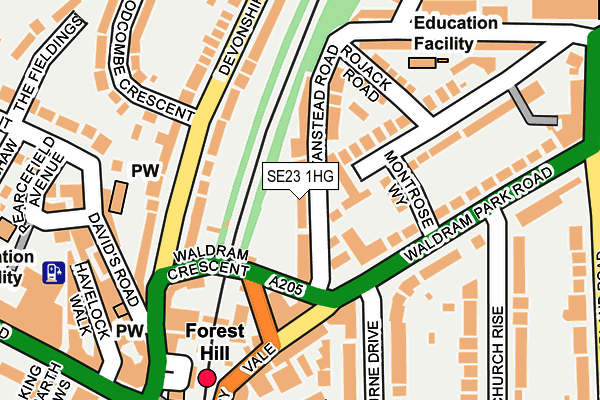 SE23 1HG map - OS OpenMap – Local (Ordnance Survey)