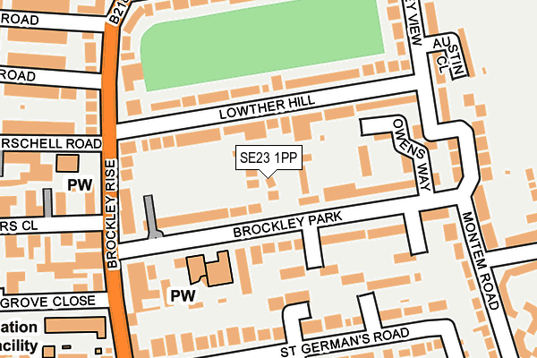 SE23 1PP map - OS OpenMap – Local (Ordnance Survey)