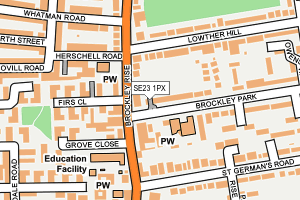 SE23 1PX map - OS OpenMap – Local (Ordnance Survey)