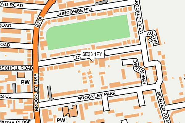 SE23 1PY map - OS OpenMap – Local (Ordnance Survey)
