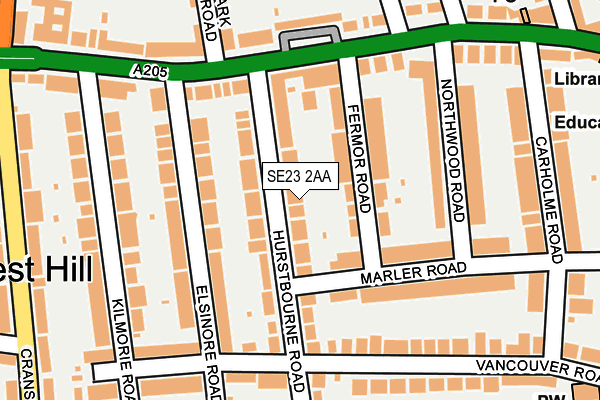 SE23 2AA map - OS OpenMap – Local (Ordnance Survey)