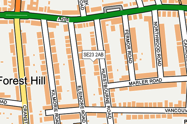 SE23 2AB map - OS OpenMap – Local (Ordnance Survey)