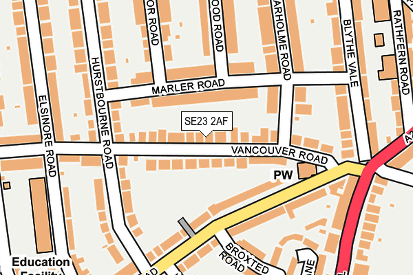 SE23 2AF map - OS OpenMap – Local (Ordnance Survey)