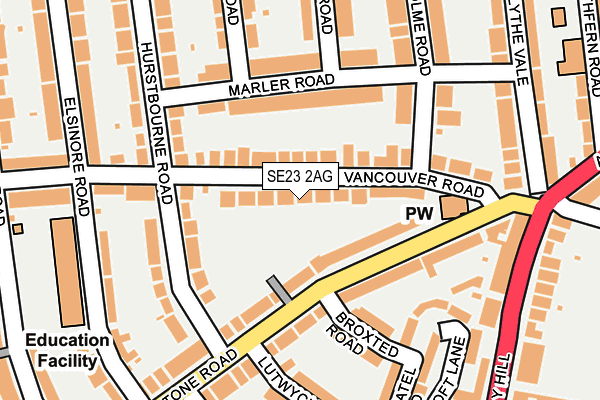 SE23 2AG map - OS OpenMap – Local (Ordnance Survey)
