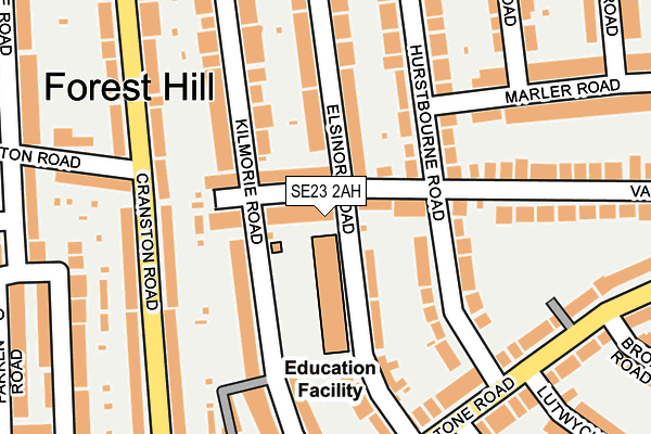 SE23 2AH map - OS OpenMap – Local (Ordnance Survey)