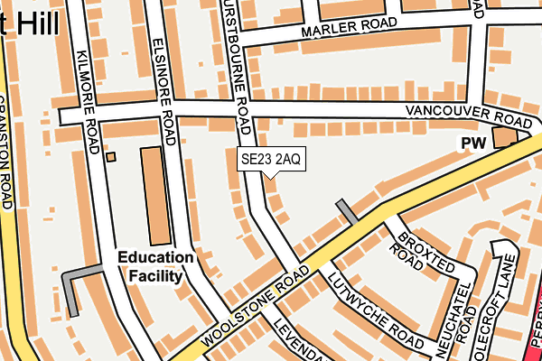 SE23 2AQ map - OS OpenMap – Local (Ordnance Survey)