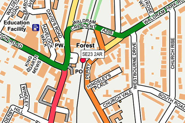 SE23 2AR map - OS OpenMap – Local (Ordnance Survey)