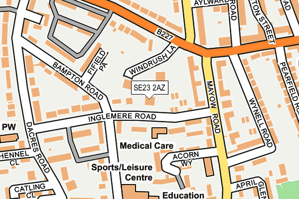 SE23 2AZ map - OS OpenMap – Local (Ordnance Survey)
